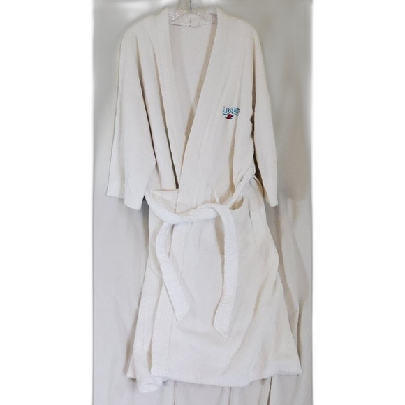 UAB Terry Cloth White Belted Robe with Pockets One size - Picture 1 of 3